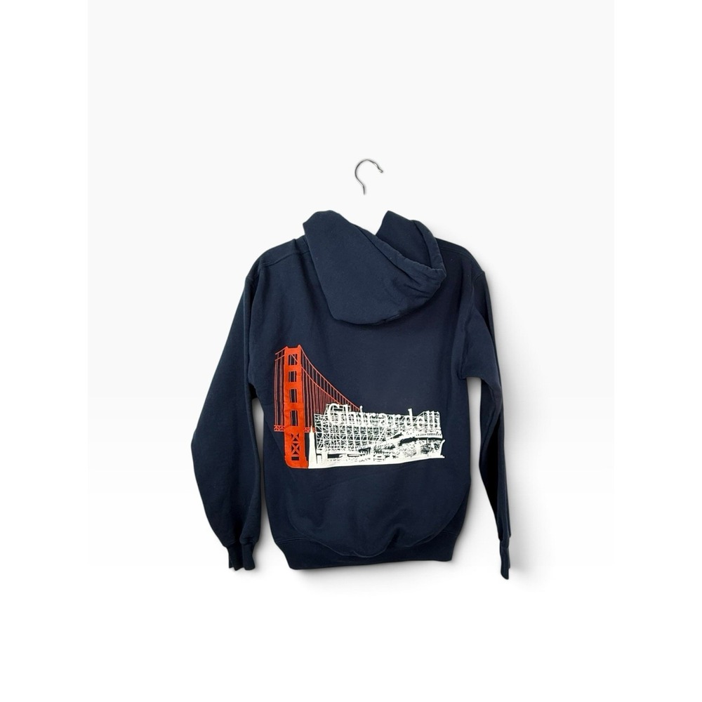 Ghirardelli Gildan Sz Small Navy Blue DryBlend Pullover Hoodie San Francisco EUC